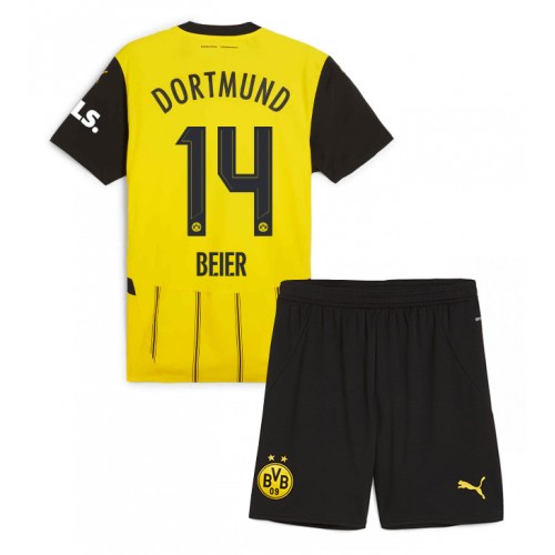 Dětský fotbalový dres Borussia Dortmund Maximilian Beier #14 2024-25 Domácí Krátký Rukáv (+ trenýrky)